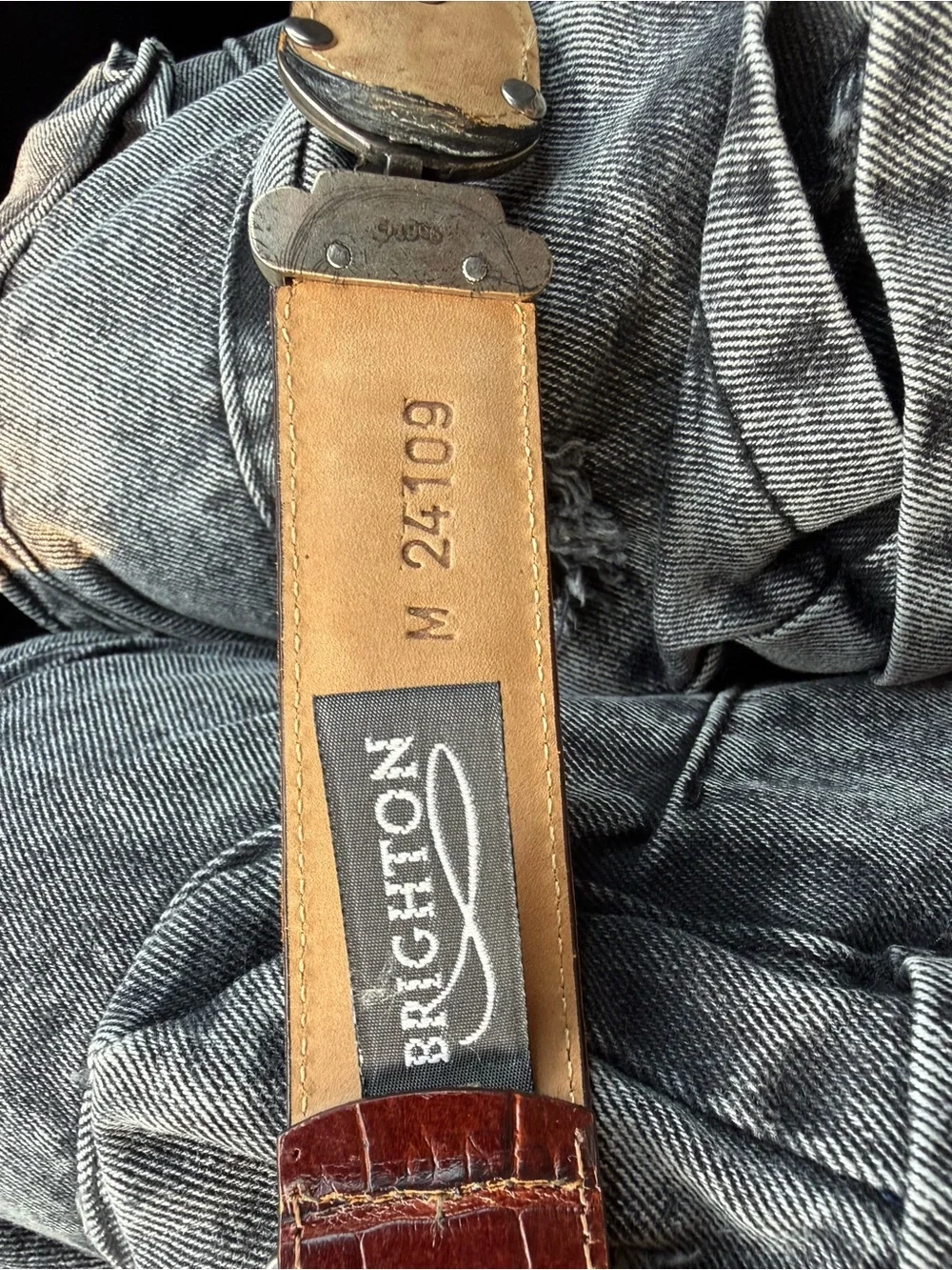 Vintage Brighton Brown Leather Belt with Silver-Tone Buckle